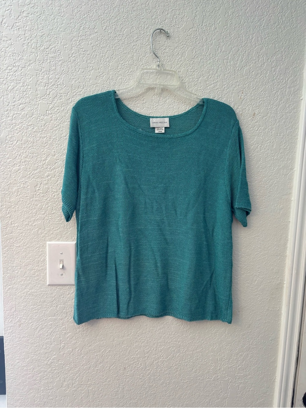 Sarah Arizona teal sweater blouse size large.